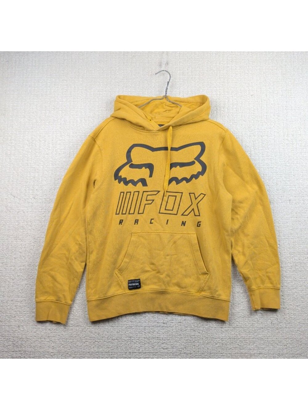 Y2K Fox Racing Motorcross Graphic Hoodie Sweatshirt Men Sz S Yellow Grunge Alt